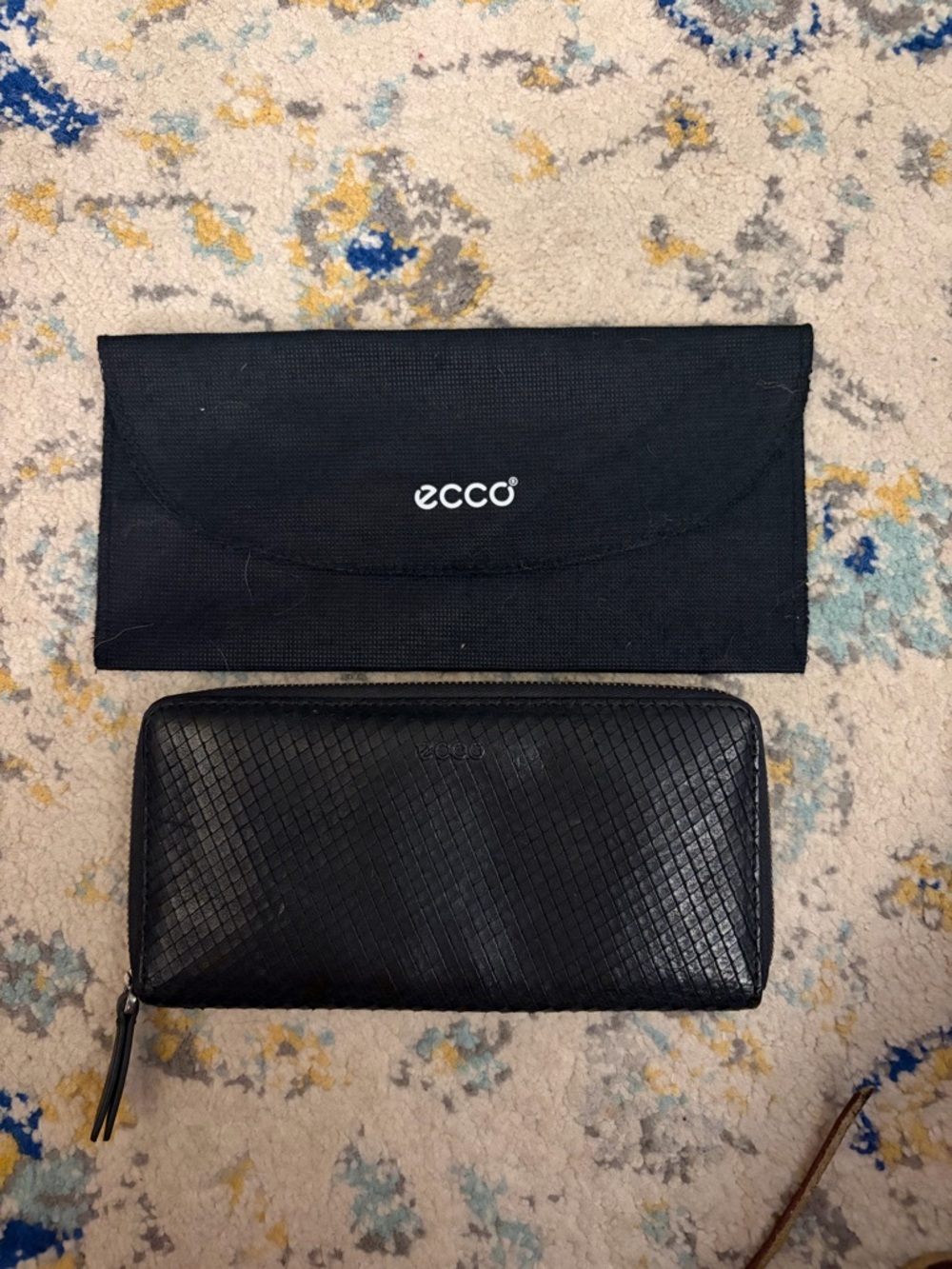 ECCO Black Woven Zip-Around Wallet